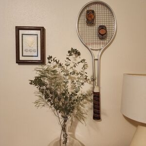 Vintage Tennis Racket with Brown Handle